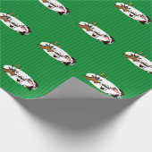Groen omslagpapier van de soort Stogie Santa en Re Cadeaupapier (Hoek)