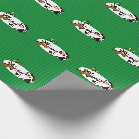 Groen omslagpapier van de soort Stogie Santa en Re Cadeaupapier (Hoek)