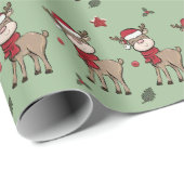 Groen omslagpapier voor de roosterprei Reindeer en Cadeaupapier (Rol Hoek)