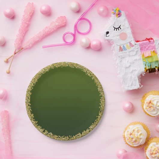 Groen ondergedompeld goud glitter glam sparkle par papieren bordje (Feest)