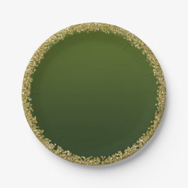 Groen ondergedompeld goud glitter glam sparkle par papieren bordje