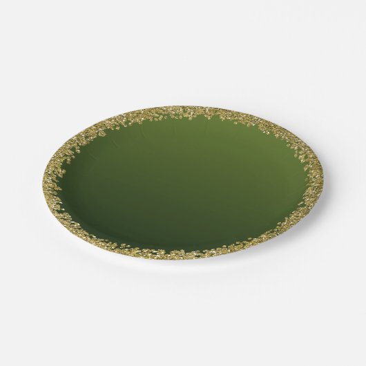 Groen ondergedompeld goud glitter glam sparkle par papieren bordje (Gekanteld)