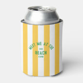 Groen Ontmoet me op het strand Gele Cabana Stripe Blikjeskoeler (Blikje Voorkant)
