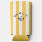 Groen Ontmoet me op het strand Gele Cabana Stripe Seltzer Blikjeskoeler (Achterkant)