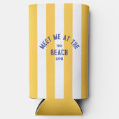 Groen Ontmoet me op het strand Gele Cabana Stripe Seltzer Blikjeskoeler (Voorkant)