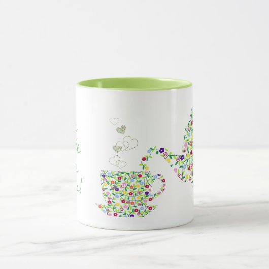 Groen ontwerp van de mok van de Bloem Teapot (Midden)