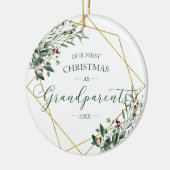 Groen Onze Eerste Kerst Mis Grootouders 2020 Keramisch Ornament (Links)