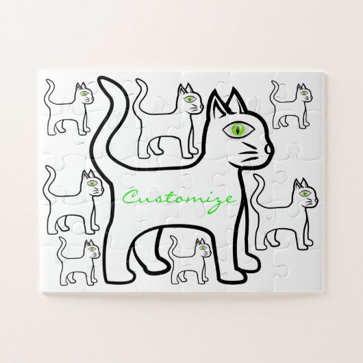 Groen-oog kat Thunder_Cove Bar Legpuzzel (Horizontaal)