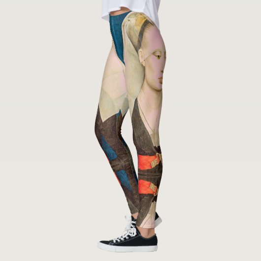  groen oogwenk portret van een te dame leggings (Links)