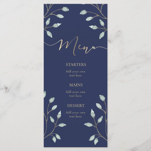 groen op blauw Menu (Voorkant)