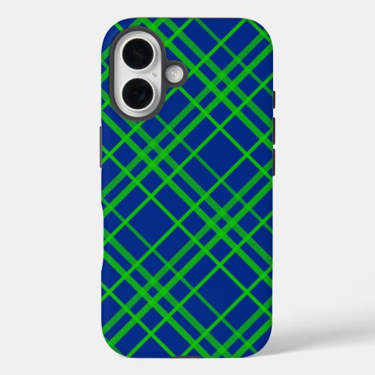 Groen op Blauw Tartan Plaid Patroon Design Case-Mate iPhone Case (Achterkant)