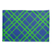 Groen op Blauw Tartan Plaid Patroon Design Kussensloop (Achterkant)