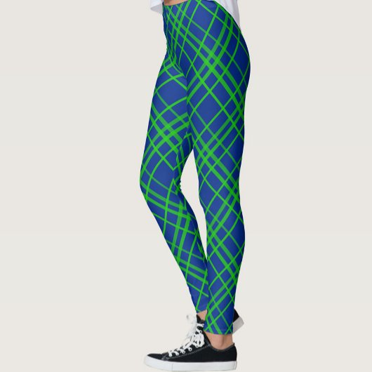 Groen op Blauw Tartan Plaid Patroon Design Leggings