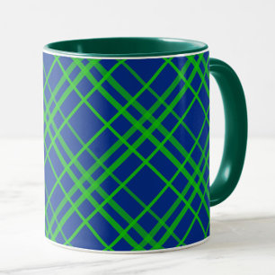 Groen op Blauw Tartan Plaid Patroon Design Mok