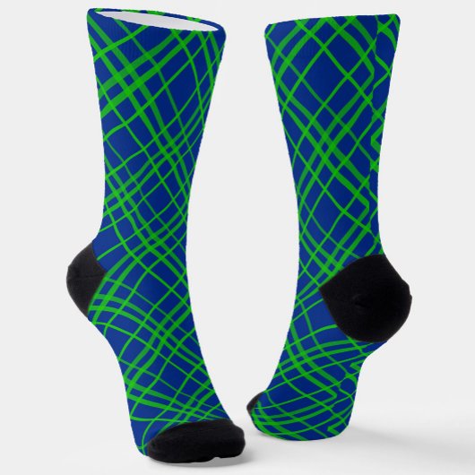 Groen op Blauw Tartan Plaid Patroon Design Sokken