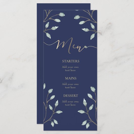 groen op blauwe Menu (Voorkant / Achterkant)