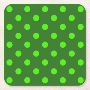 Groen op donkergroene polka-stippen patroonontwerp kartonnen onderzetters