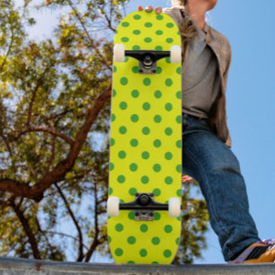 Groen Op Geel Stippen Patroonontwerp Persoonlijk Skateboard