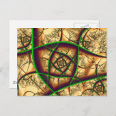 Groen op gouden fractal beeldende kunst briefkaart (Voorkant / Achterkant)