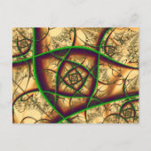 Groen op gouden fractal beeldende kunst briefkaart (Voorkant)