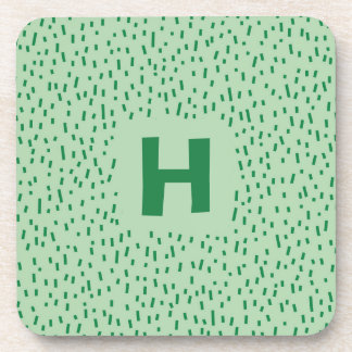 Groen op groen verspreide streepjes met monogram bier onderzetter