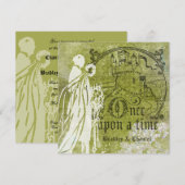 Groen op Groene Damask eens op een Uitnodiging van (Voorkant / Achterkant)