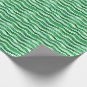 Groen op groene Waterverf Wavy Lines Cadeaupapier (Hoek)