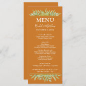 Groen op Oker herfst bruiloft Menu (Voorkant / Achterkant)