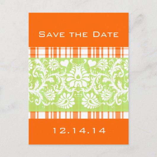 Groen op Oranje speldenknop met witte dop Aankondigingskaart (Voorkant)