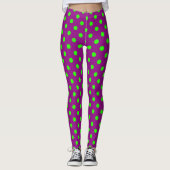 Groen op Paarse stippen Patroonontwerp Leggings (Voorkant)