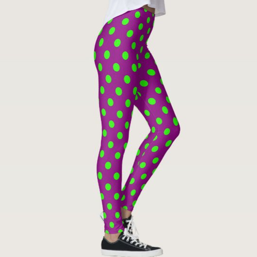 Groen op Paarse stippen Patroonontwerp Leggings