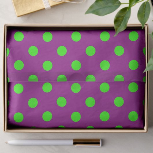 Groen op Paarse stippen Patroonontwerp Tissuepapier