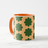 Groen op Perzik Retro Flower Art Mok Cup (Voorkant links)
