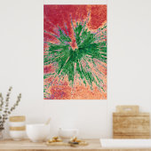 Groen op rood en Oranje schildpad Poster (Keuken)