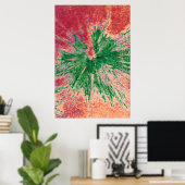 Groen op rood en Oranje schildpad Poster (Thuiskantoor)
