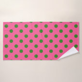 Groen op roze stippen Patroonontwerp Badhanddoek (Badhanddoek)