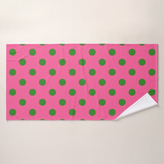 Groen op roze stippen Patroonontwerp Badhanddoek (Badhanddoek)