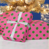 Groen op roze stippen Patroonontwerp Cadeaupapier