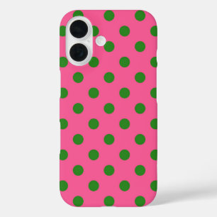 Groen op roze stippen Patroonontwerp iPhone 16 Hoesje