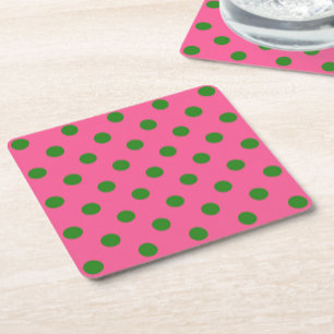 Groen op roze stippen Patroonontwerp Kartonnen Onderzetters
