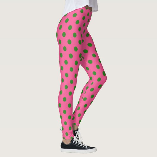 Groen op roze stippen Patroonontwerp Leggings
