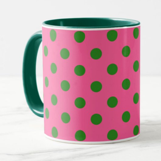 Groen op roze stippen Patroonontwerp Mok