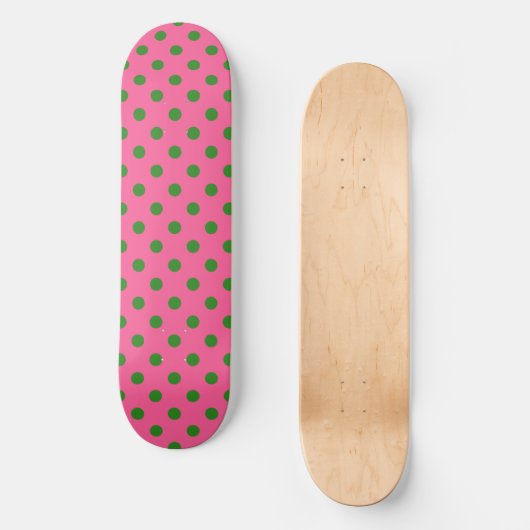Groen op roze stippen Patroonontwerp Persoonlijk Skateboard (Voorkant)