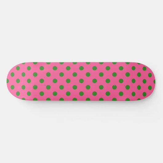 Groen op roze stippen Patroonontwerp Persoonlijk Skateboard (Horizontaal)
