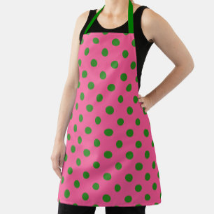 Groen op roze stippen Patroonontwerp Schort