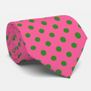 Groen op roze stippen Patroonontwerp Stropdas