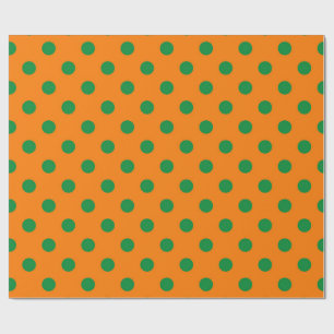 Groen op Sinaasappel Polka Dots Patroonontwerp Cadeaupapier