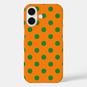 Groen op Sinaasappel Polka Dots Patroonontwerp iPhone 16 Hoesje