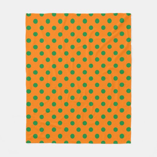 Groen op Sinaasappel Polka Dots Patroonontwerp Fleece Deken (Voorkant)
