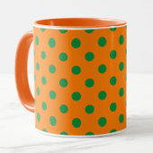 Groen op Sinaasappel Polka Dots Patroonontwerp Mok